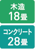 木造　18畳　コンクリート　28畳