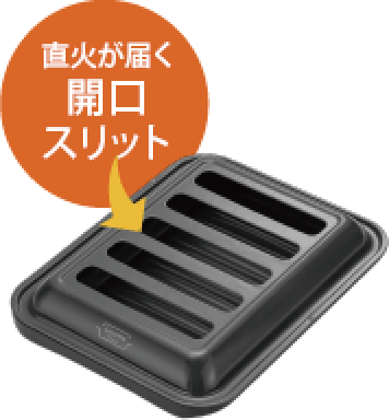 直火が届く開口スリット