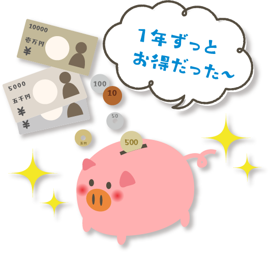 1年ずっとお得だった