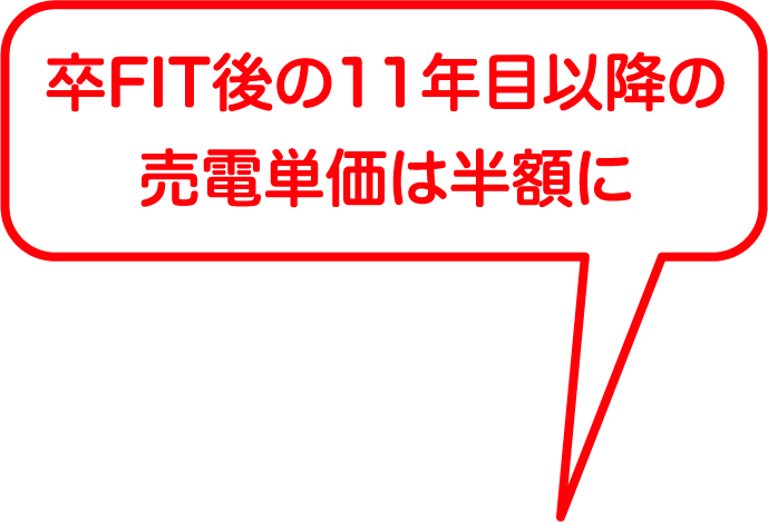 卒FIT後の11年目以降の売電単価は半額に